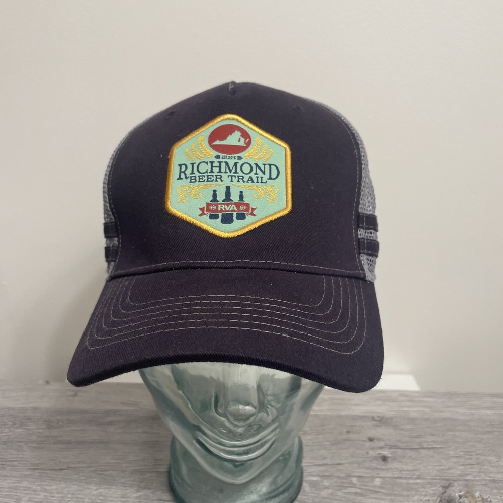 Richmond beer Trail Rva trucker hat with Hook & Loop‎  Dark Blue And Gray